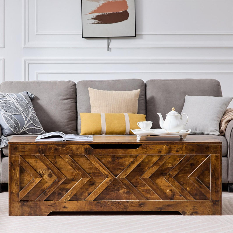 Coffre de rangement avec 2 charnières de sécurité, Rustic Brown
