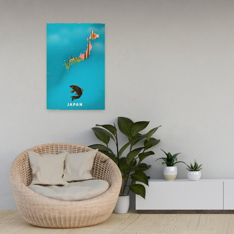 Contemporary Art Colorful Elegant Modern Fish Landscape Nature Wall Art - Wrapped Canvas Print, 60.96 cm H x 40.64 cm W