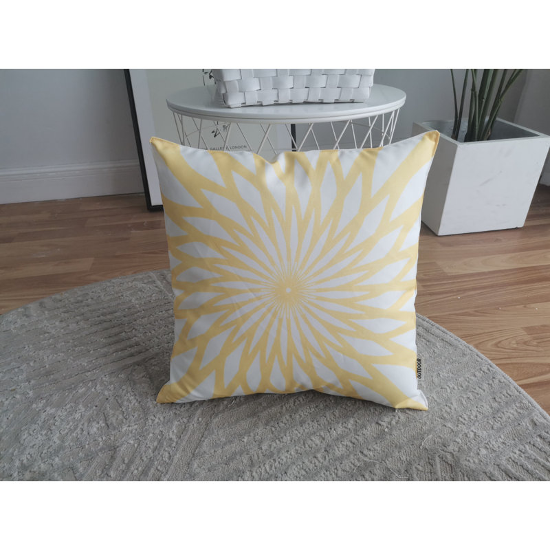 Ensemble de 2 taies d'oreiller extérieures imprimées sur fond blanc (ensemble de 2), Jaune/blanc