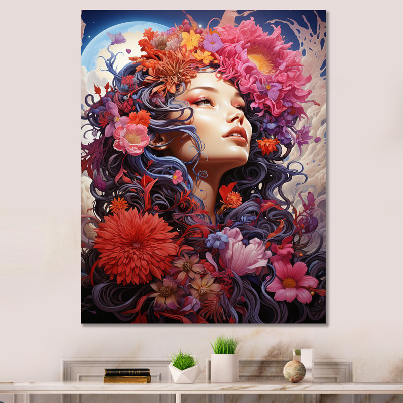 Glorious Blossoming Flower Goddess I, reproduction sur toile, H 44 po x l 34 po x P 1,5 po, Toile tendue