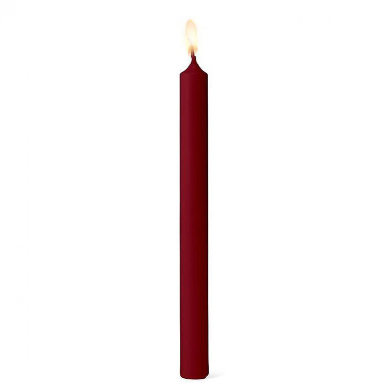 Ensemble de 4 chandelles droites blanches, Rouge foncé