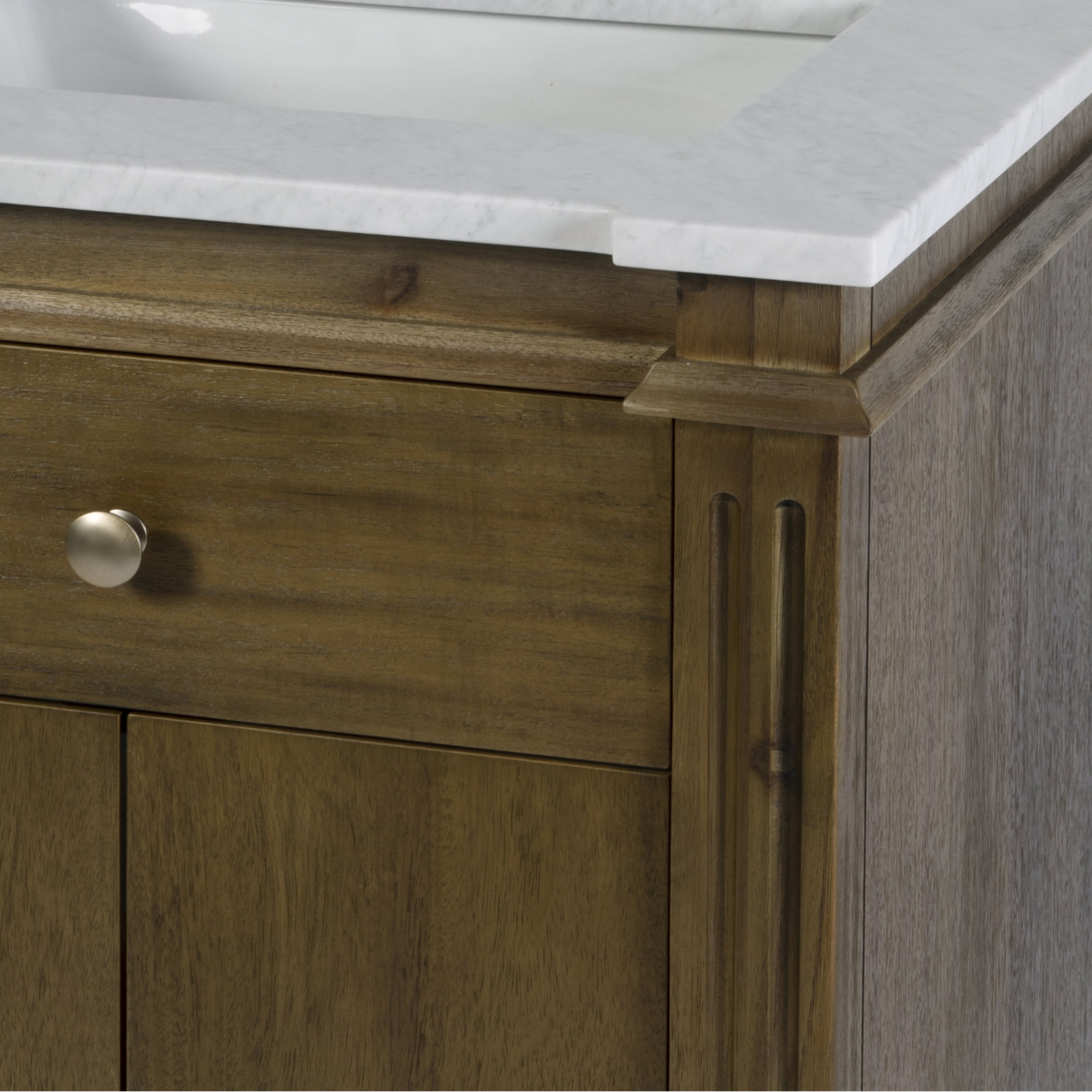 Garza 24" Carrara Marble Single Bathroom Vanity, Brown