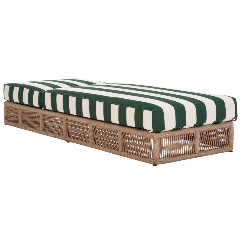 Langley Outdoor Chaise Lounge, Green/White