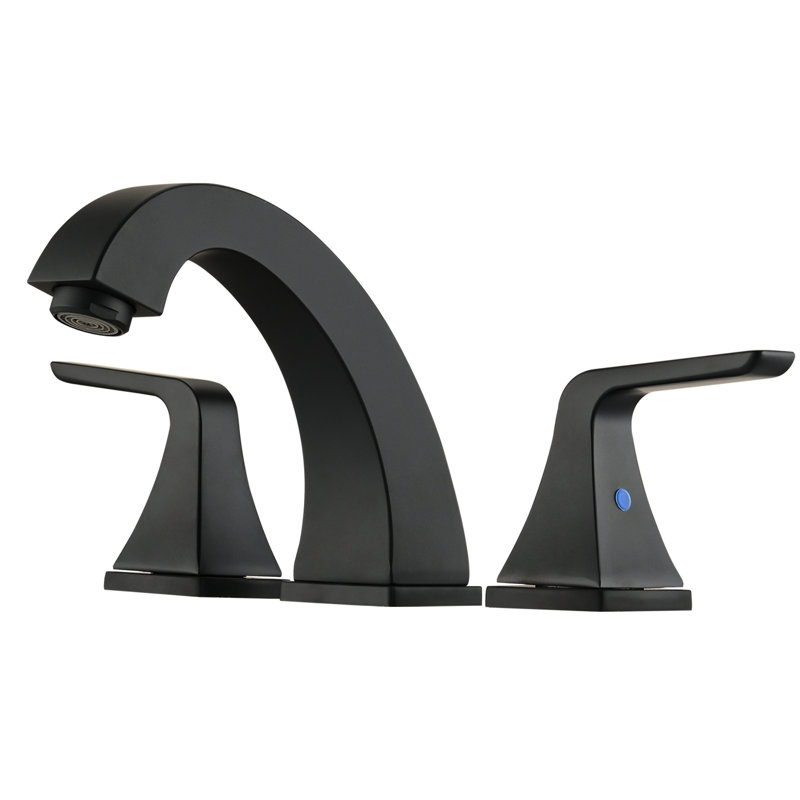 Widespread 2-handle Bathroom Faucet with Drain Assembly, Matte Black