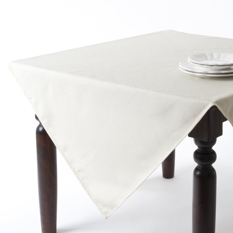 Ivory Basket Weave Design Tablecloth For Everyday Use, Family Gathering And Holiday Events 72" W X 72" L, 72" Square, Ivory