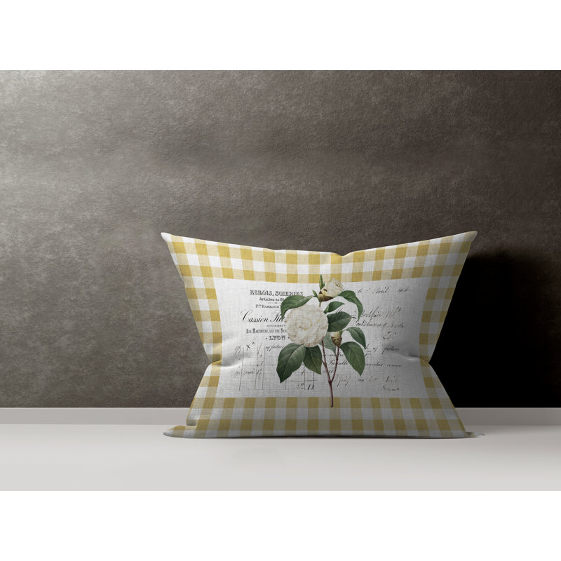 Housse et insert de coussin rectangulaire en coton Joelle, Jaune