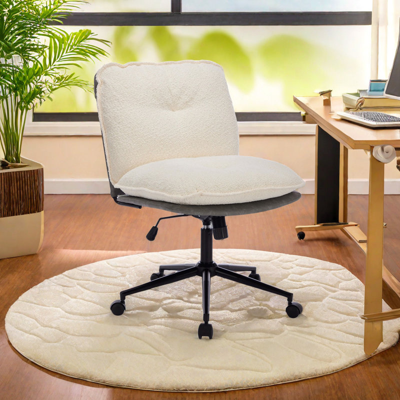 Chaise de bureau Shamberg, Blanc, Gris