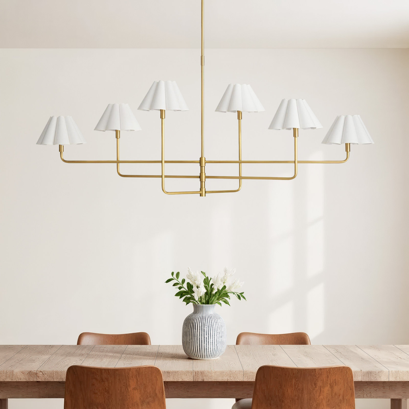 Polly Chandelier, Natural Brass, White