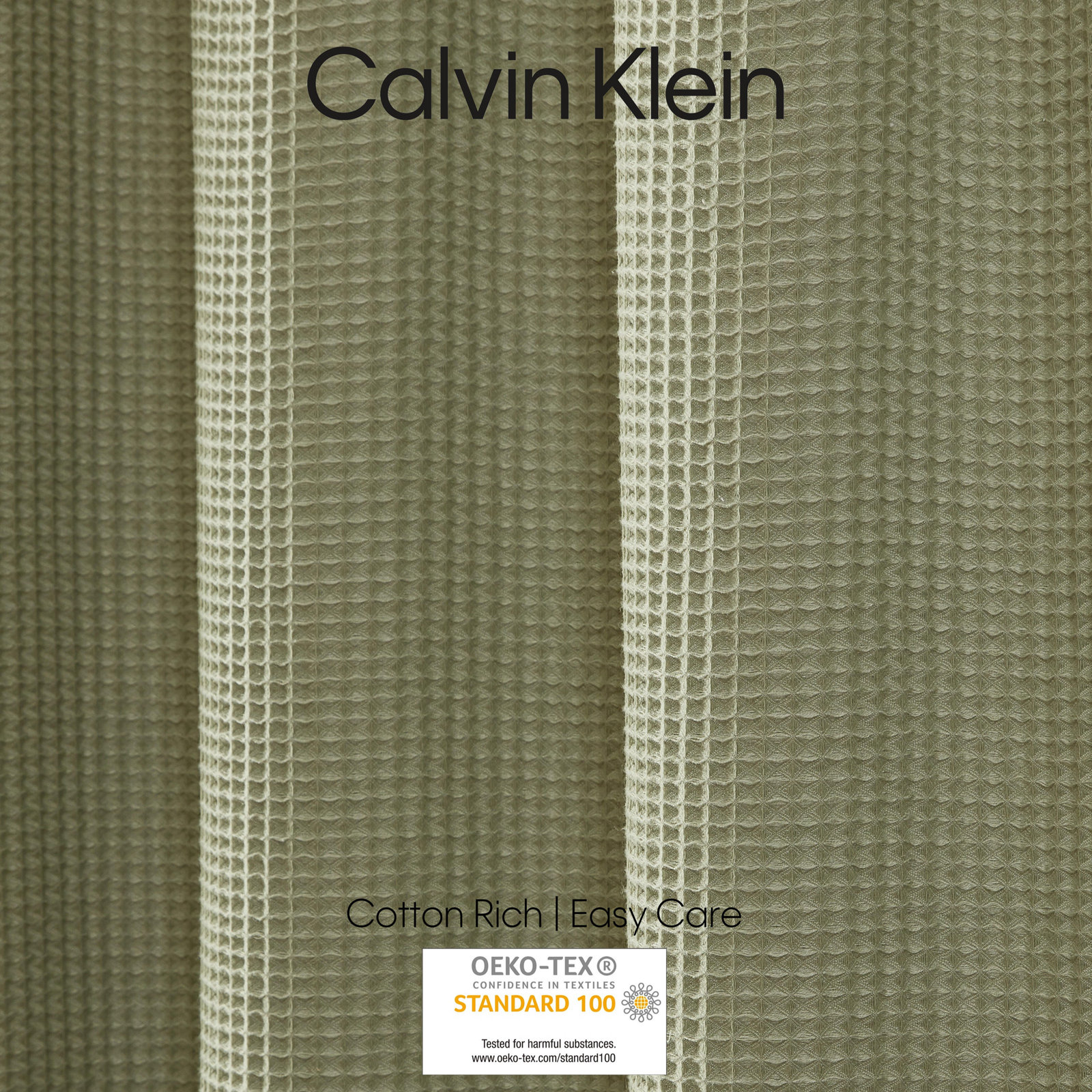 Calvin Klein Waffle Solid Shower Curtain, Green