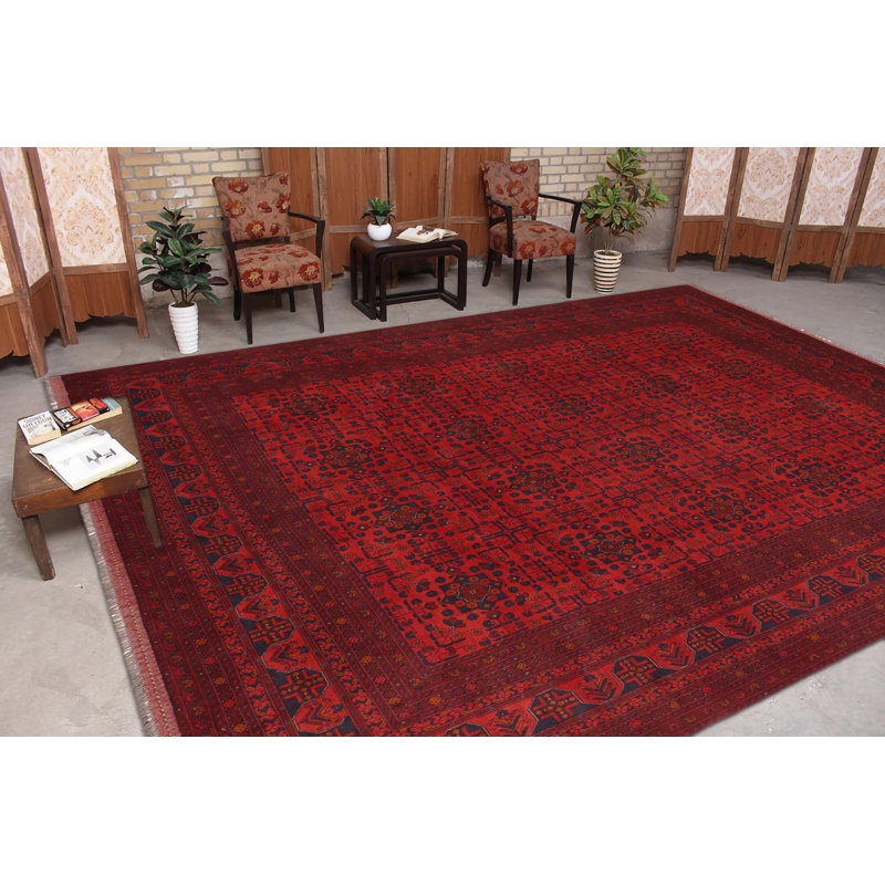 Tapis oriental rouge en laine 10 pi 3 po x 12 pi 10 po Fairlee