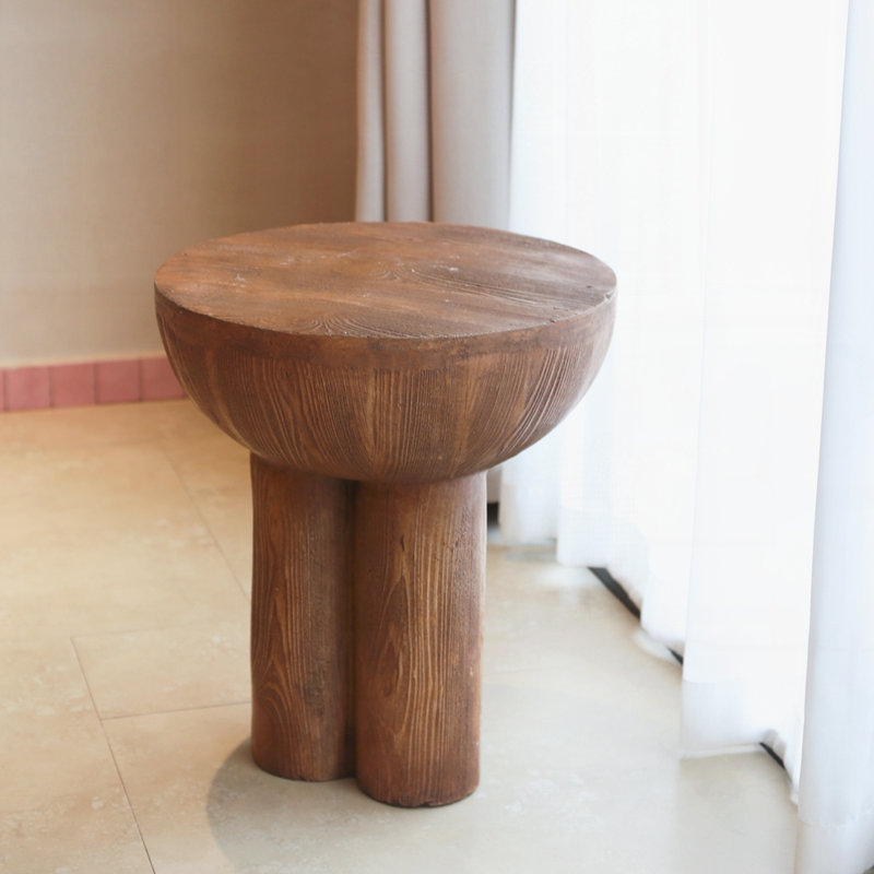 Outdoor Patio Wood-Grain Round MGO Side Table
