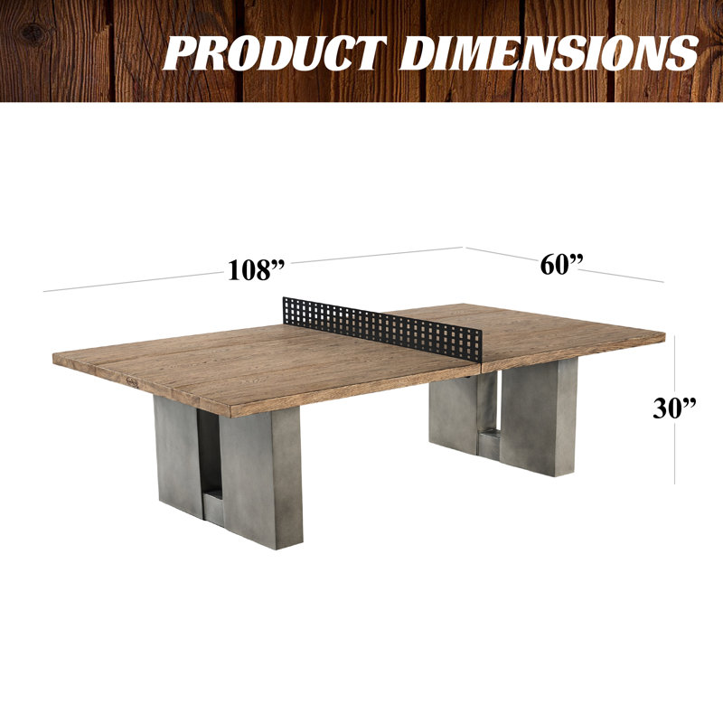 Barrington 9 ft Aurora Outdoor Ping Pong Table Easy Assembly Official Size Combo Dining and Tennis Table with Removable Metal Net and Fitted Table Cover