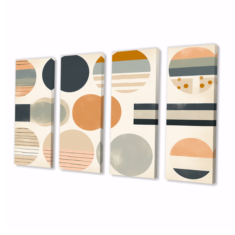 Ensemble de 4 décorations géométriques géométriques en forme de pastel orange gris, H 32 po x l 64 po