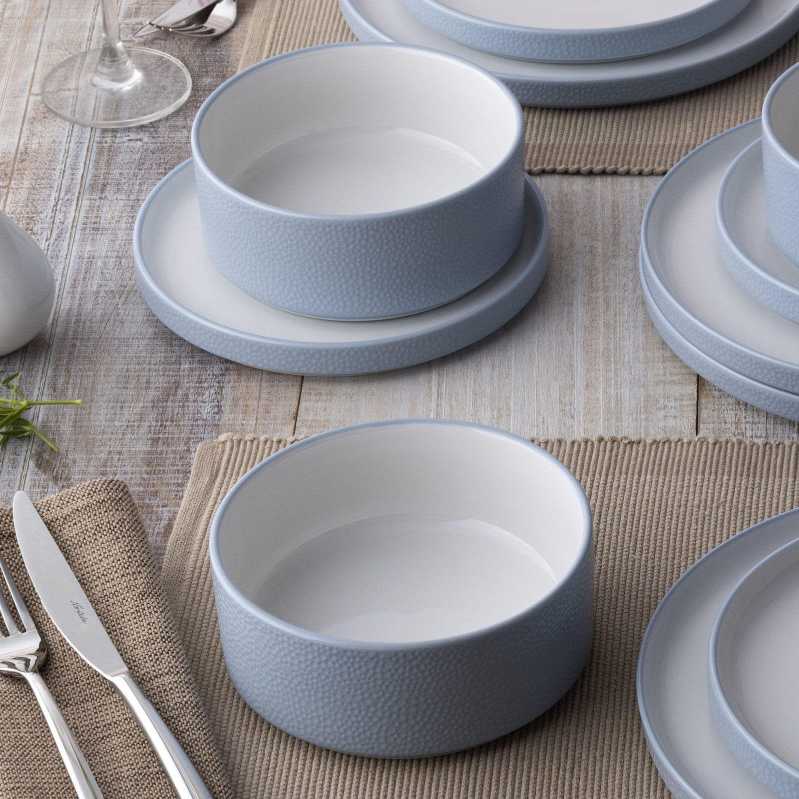 Noritake Colortex Stone Stax Cereal Bowls, 6", 20 Oz., Aqua