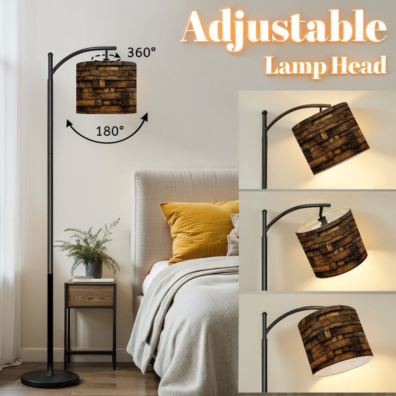 Lampe sur pied à arc avec abat-jour ajustable Gros plan Bourbon Barrel Stave