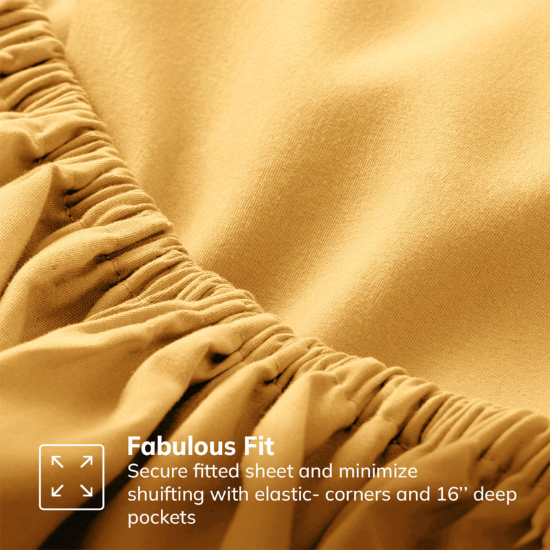 Deep Pocket Microfiber Brushed Fitted Sheet, Super King (6'), Ochre