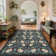 Floral Machine Washable Rug Non-Slip Oriental Floor Cover, Foldable Low Pile Indoor Mat for Kitchen, Office, Living Room