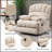 23 Inch Seat Width High Back Beige Chenille Power Lift Recliner With Vibration Massage And Lumbar Heating-189703886