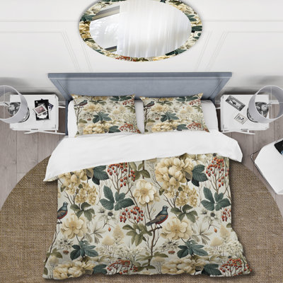 Vintage Woodland Natural Tones Planes - Ensemble de housse de couette à motif floral