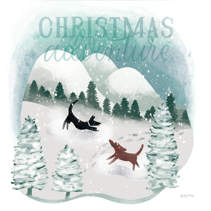 «Winter Wonderland II» par Becky Thorns - impression sur toile tendue, H 12 po x l 12 po, Papier avec cadre doré, Non