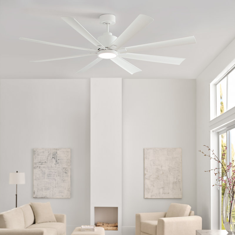 Ventilateur de plafond d'intérieur avec éclairage fileté, pales en ABS blanc mat et télécommande portative Génération Lighting