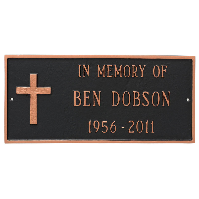 Rugged Cross Memorial Plaque, Yes, Aged Bronze/Gold