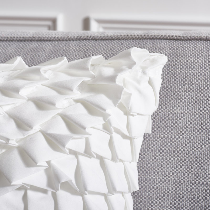Teagen White Ruffled 18" Square Decorative Pillow