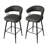 Modern Upholstered Slate Black Leatherette Swivel Bar Stool with Metal Tapered Legs-776690806-780107302