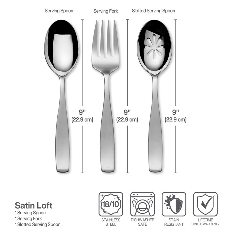 Satin Loft 75-Piece 18/10 Stainless Steel Flatware Set, Service for 12