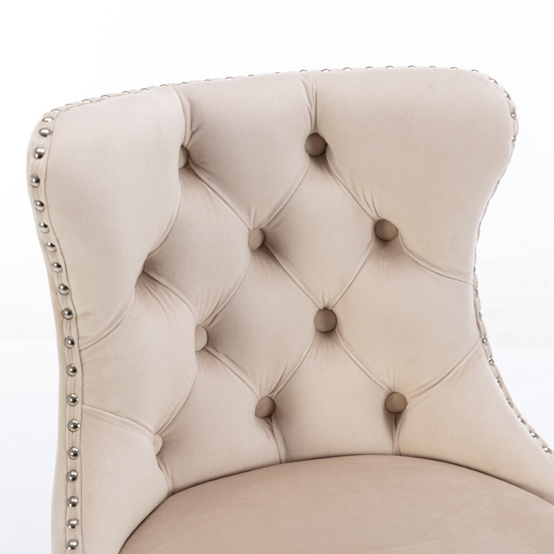 Rondel Swivel Upholstered Adjustable Height Counter Stool with Solid Wood Frame, Beige