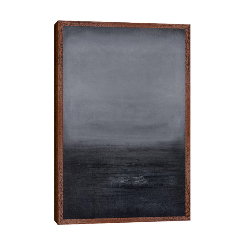 Black/Charcoal Gradient by Radek Smach - Painting on Canvas, Classic Brown Wood Framed, 66.04 cm H x 45.72 cm W