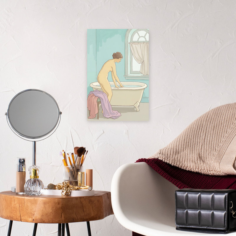 «Bathing Day», art mural contemporain abstrait, H 18 po x l 12 po