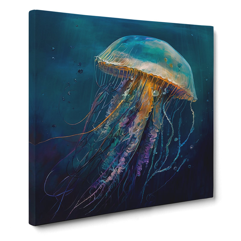 Jellyfish Palette Knife Painting - Wrapped Canvas, 35cm H x 35cm W x 3cm D