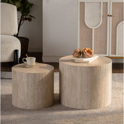 Ensemble de 2 tables basses rondes en bois Nesting