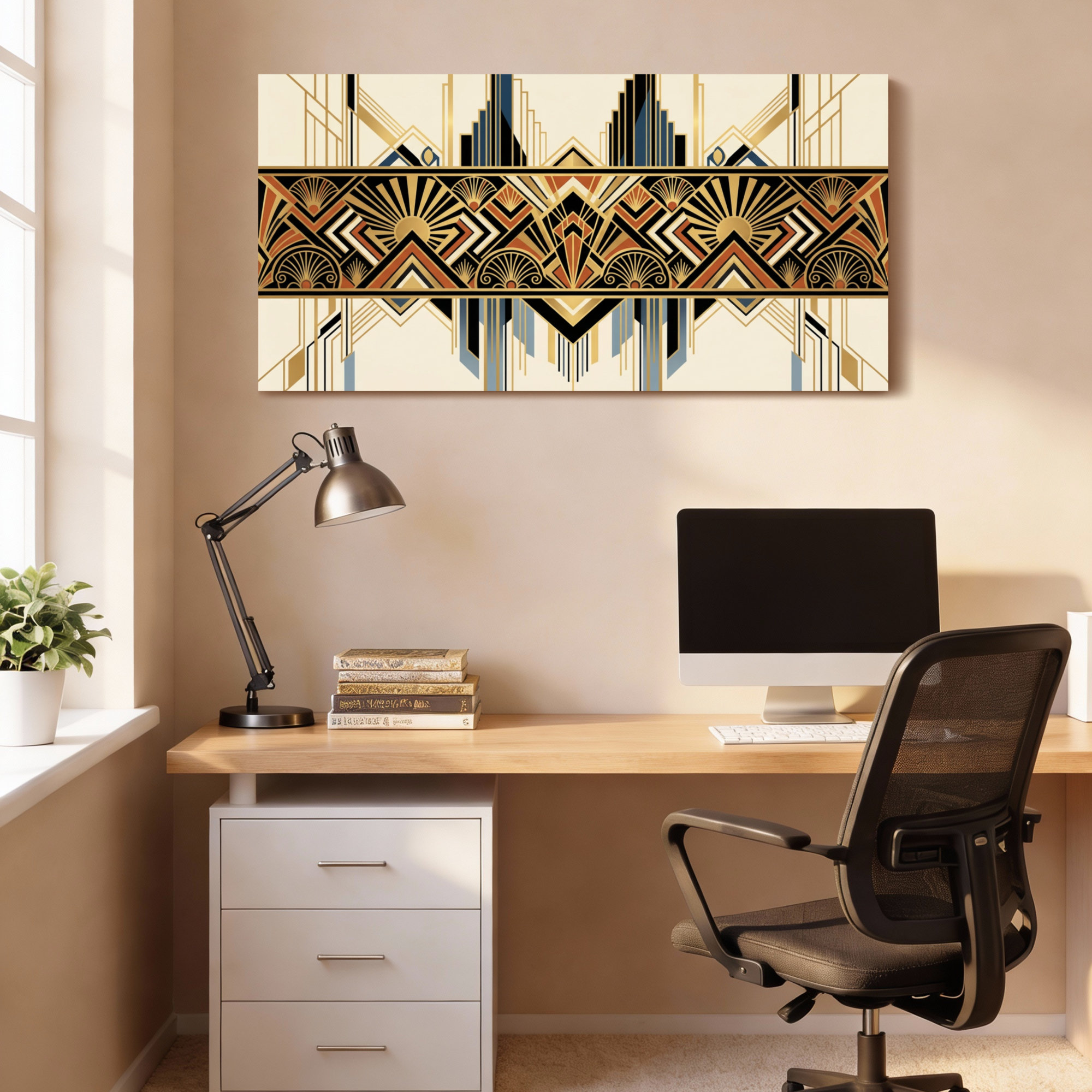 Mercer41 Art Deco Geometric Pattern Canvas Wrapped Wall Art Oil ...