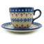 Polish Pottery Tulips and Diamonds Coffee Mug with Saucer