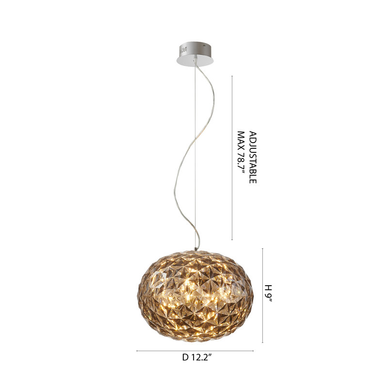 Luminaire suspendu 1 lumière DEL fumé Layan Layan