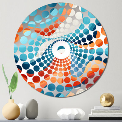 Miroir décoratif à cercles concentriques bleu et orange
