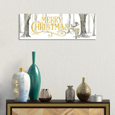 Christmas Forest Panel I-Merry Christmas by Tara Reed - Wrapped Canvas Panoramic Painting