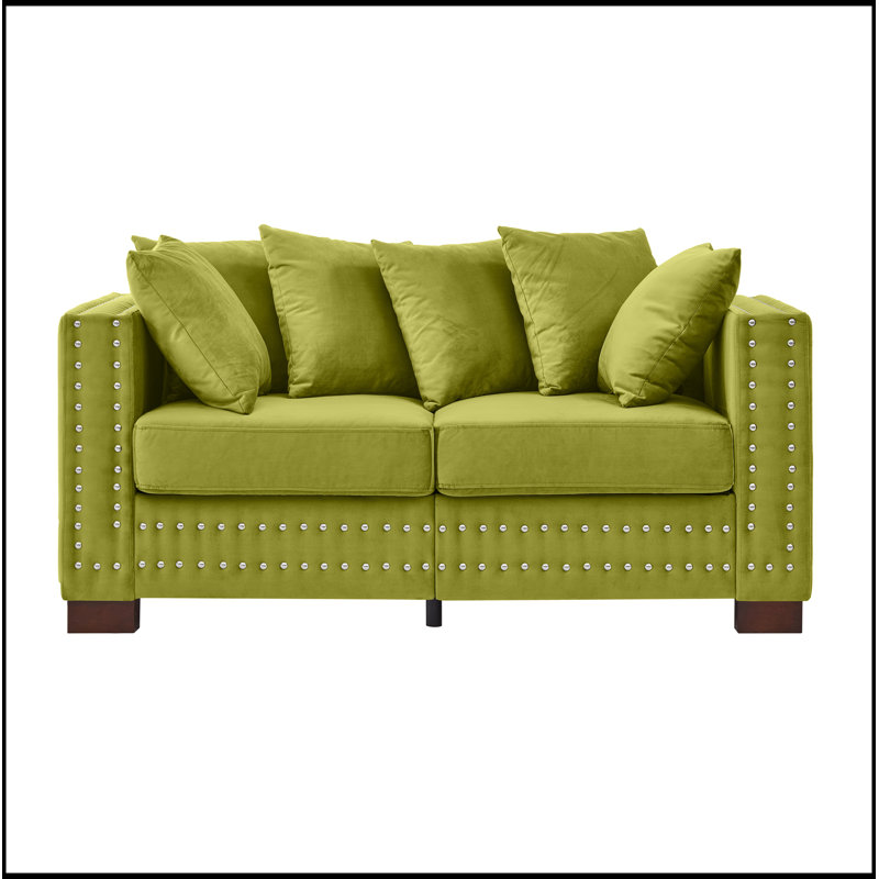 Causeuse rembourrée avec têtes de clou, Vert