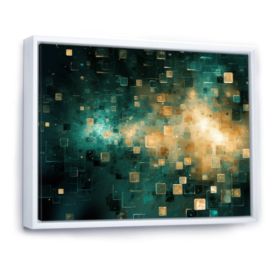 Sudden Serenity, abstrait bleu sarcelle et or - peinture abstraite sur toile