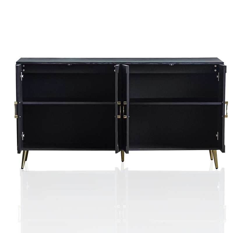 Armoire de rangement Buffet Modern, Distressed Black, 31.03" H x 59.87" W x 15.77" D