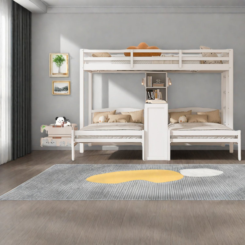 Lits superposés en bois blanc multifonctionnels peu encombrants pour une maison moderne