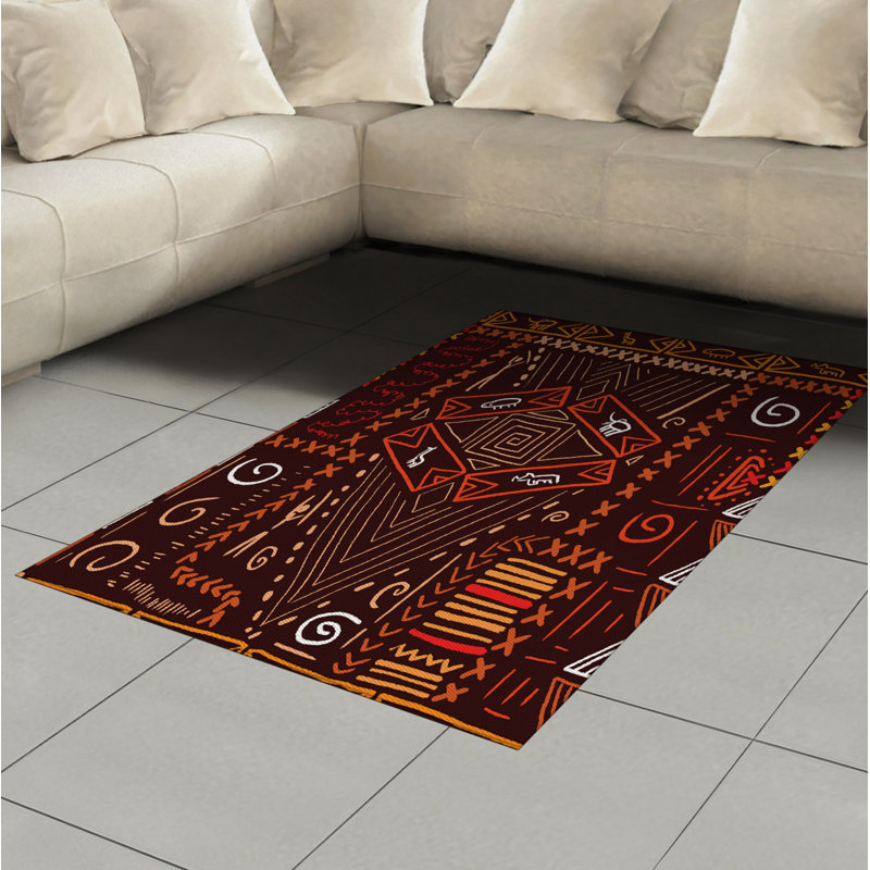 Tapis décoratif Tribal, Rectangle— 4 pi x 5 pi 8 po