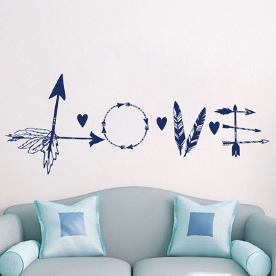 Décalcomanie murale flèche en plumes love