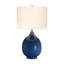 24 po Lampe de table en céramique bleue à 3 voies avec abat-jour tambour