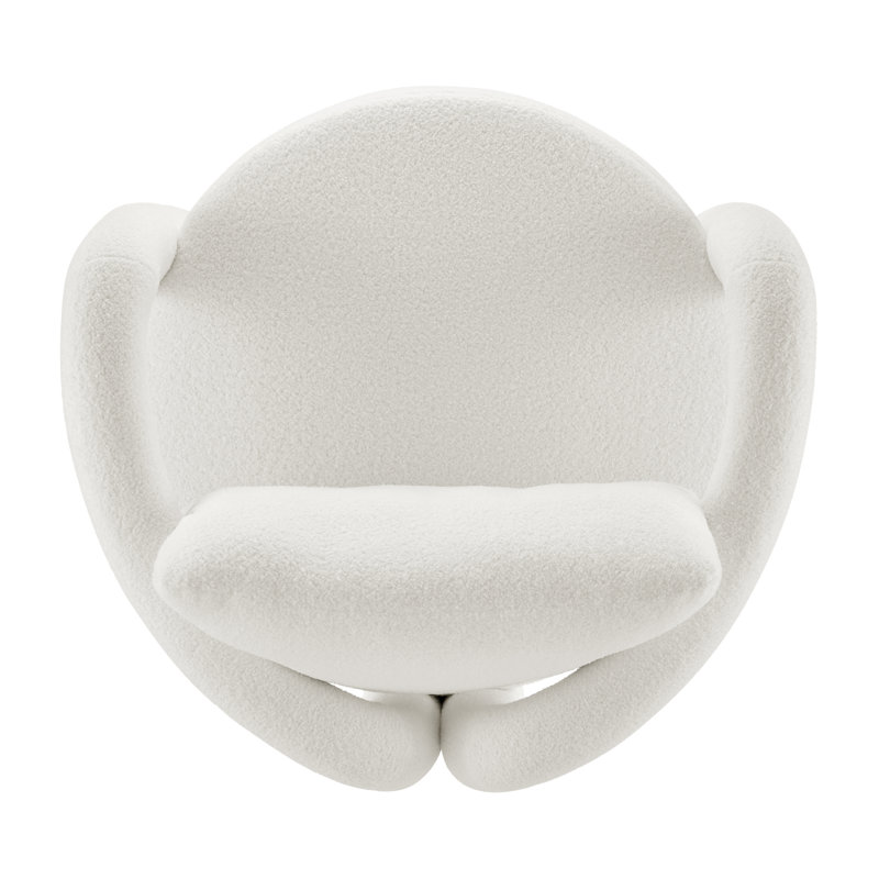 Doiron Faux Shearling Accent Arm Chair, Wilmont White Faux Leather