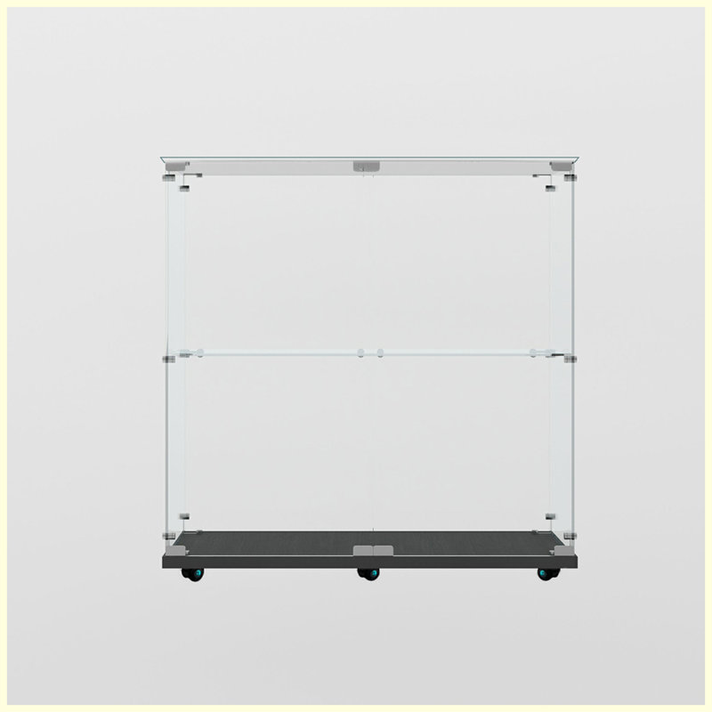 Vitrine moderne en verre trempé avec bande lumineuse à DEL Bluetooth, Noir