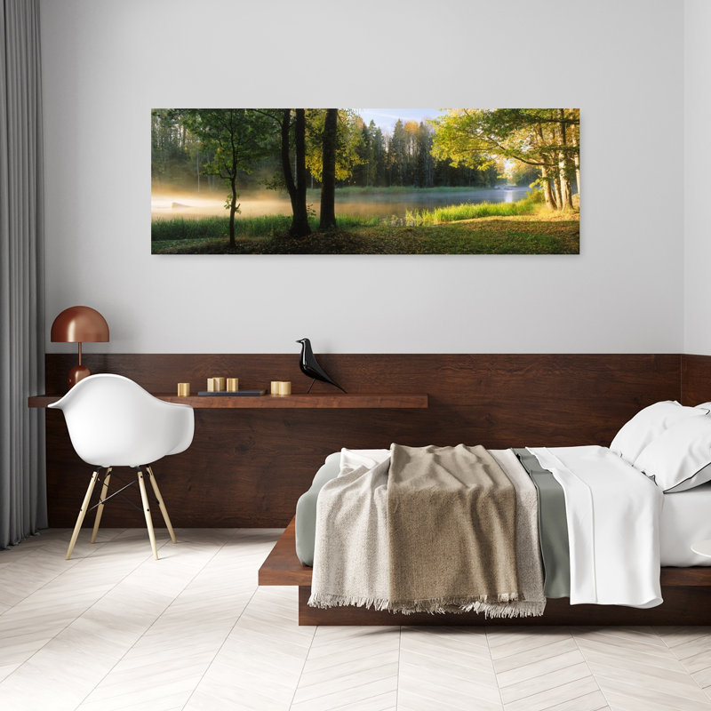 Fog over a river Dal River Sweden 1 Piece Wrapped Canvas Panoramic Wall Art, 50.8 cm H x 152.4 cm W