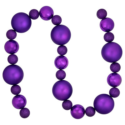 6' Shatterproof Ball 3-Finish Christmas Garland